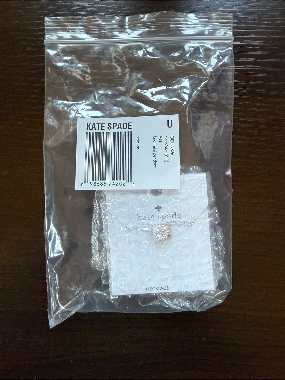 kate spade silver knot pendant necklace